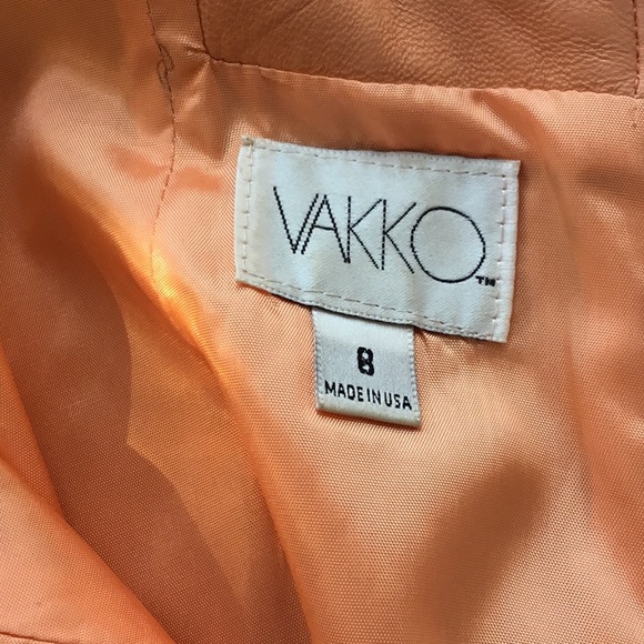 Vakko Leather Tangerine Square Cut Back Dress 8 - Picture 8 of 8